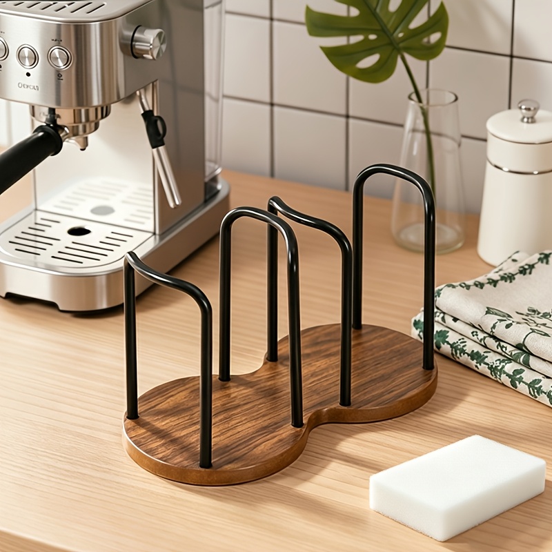TEMU Set Of 2 (1 Double Cup Rack + Cleaning Brush), Made Of Plastic, Cup Lifter, Perfect For Home Use, Hotels, Offices, Bathrooms, And Kitchen