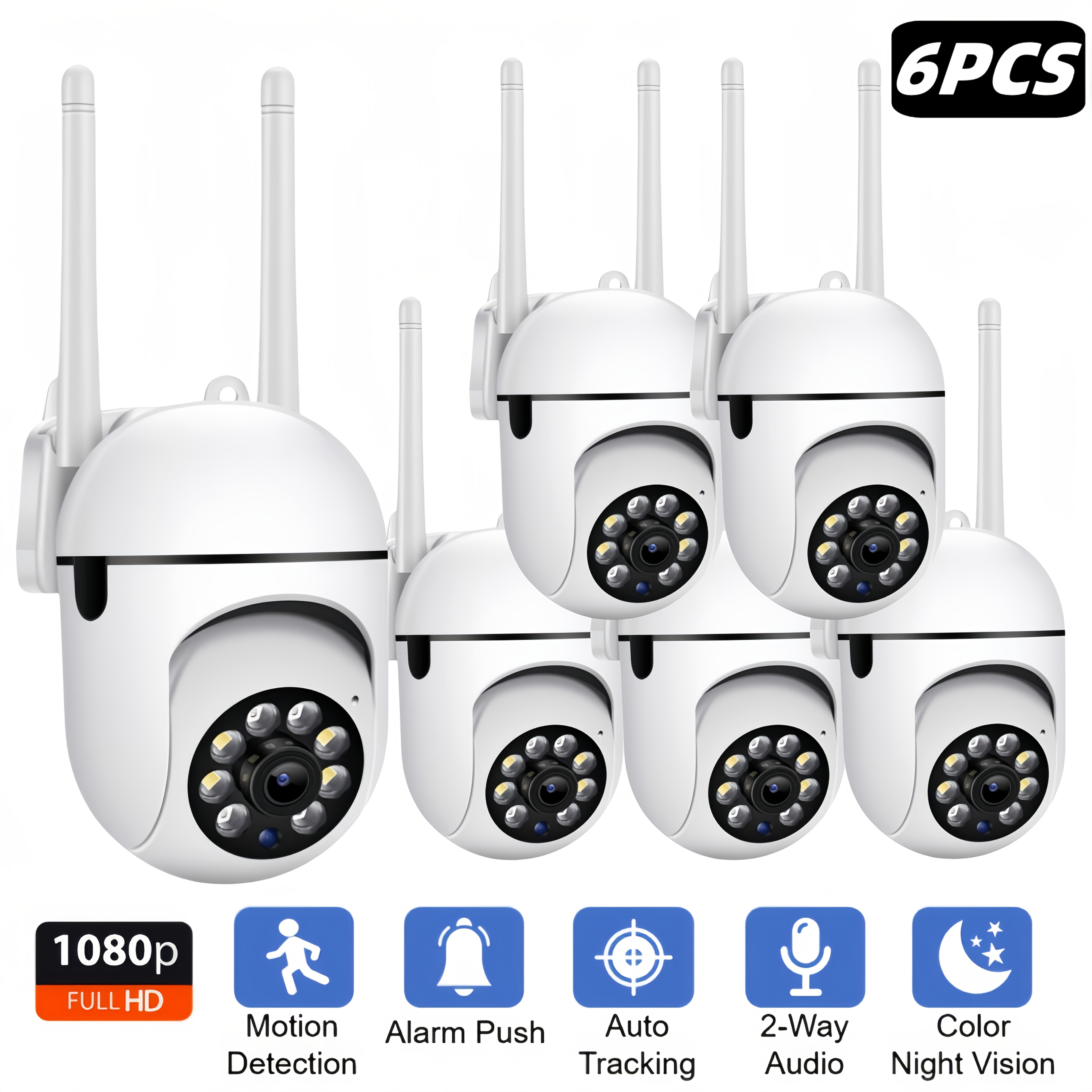 TEMU 6pcs Yi Iot 1080p Full Hd Wireless Security Camera With 355° Rotating Panoramic View, Voice Intercom, Detection, Infrared Night Vision, Mobile