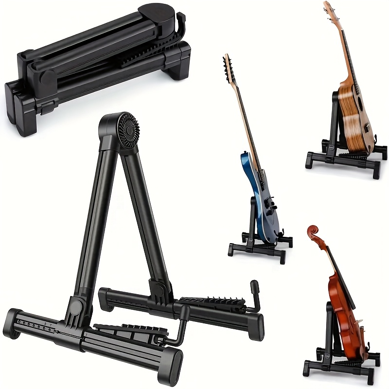 

Premium Abs Guitar Stand - Adjustable, Foldable & Portable Design With Non-slip Feet For Acoustic, Electric Guitars, Ukuleles, Basses &