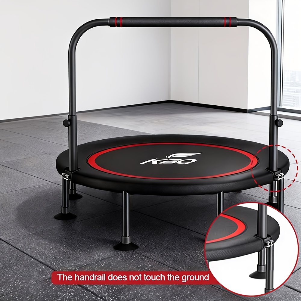 Image of 48-inch(approximately 121.9cm) Silent Mini Trampoline, With Adjustable Handle, Fitness Trampoline, Bungee Jumping, Aerobic Exercise Equipment, Suitable For Adult Exercise