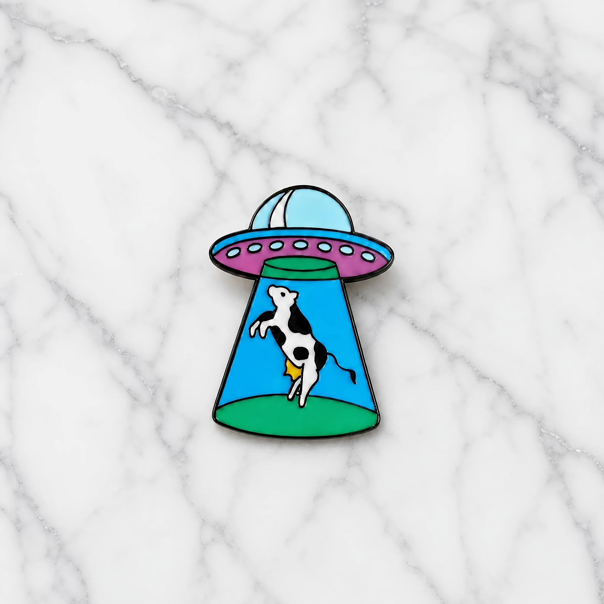 Interesting Spaceship Lapel Pin Cow Enamel Pin