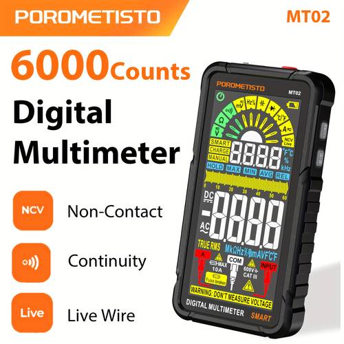 mt02 6000 smart multimeter rechargable digital professional multimeter non contact voltage tester ac voltage meter lcd screen current tester voltage tester household handheld multimeter not included battery