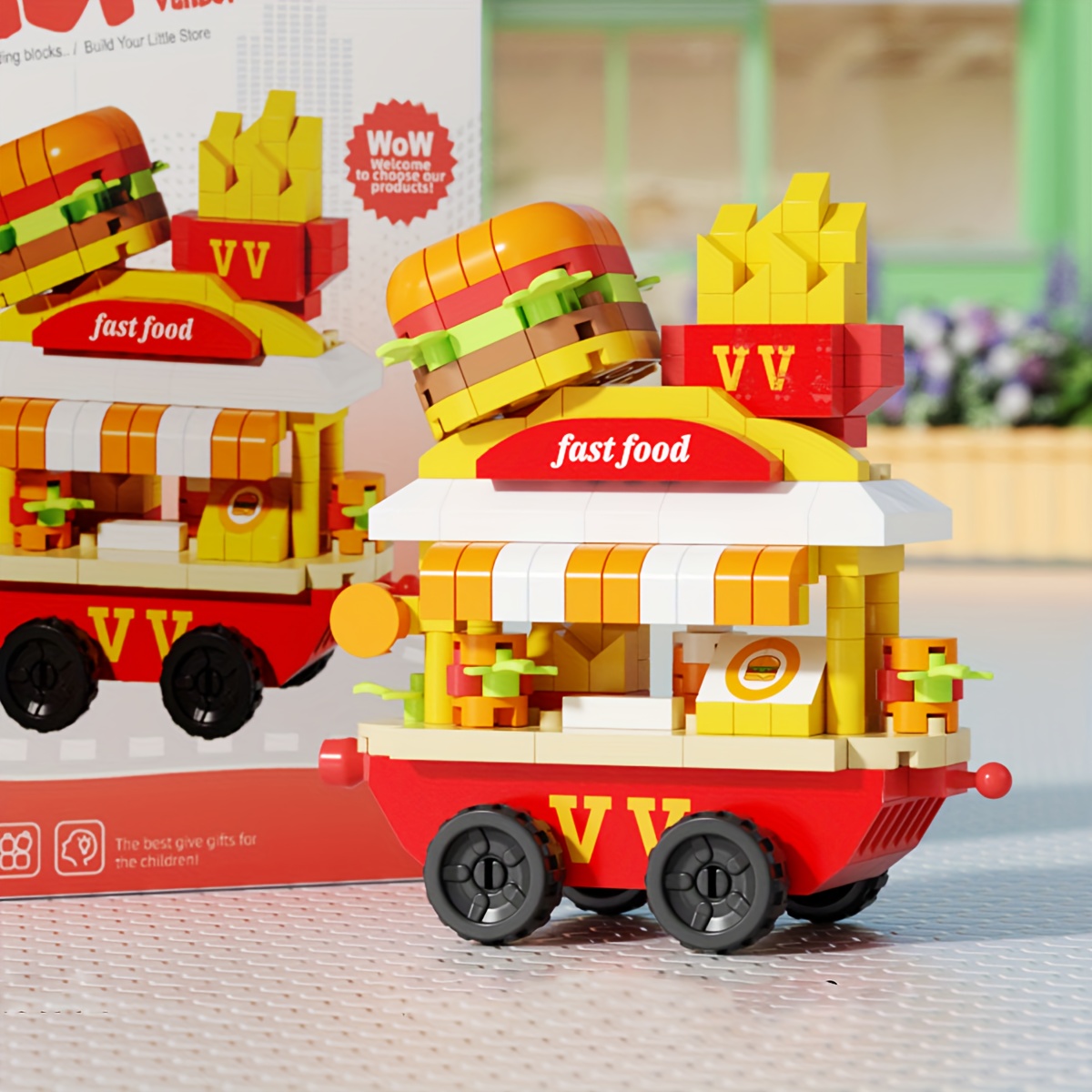 Image of Building Blocks Mini Cart Dessert Car Series Micro Building Toys Model Assembly Puzzle Cute Cartoon Ornament Gift Desktop Home Decor