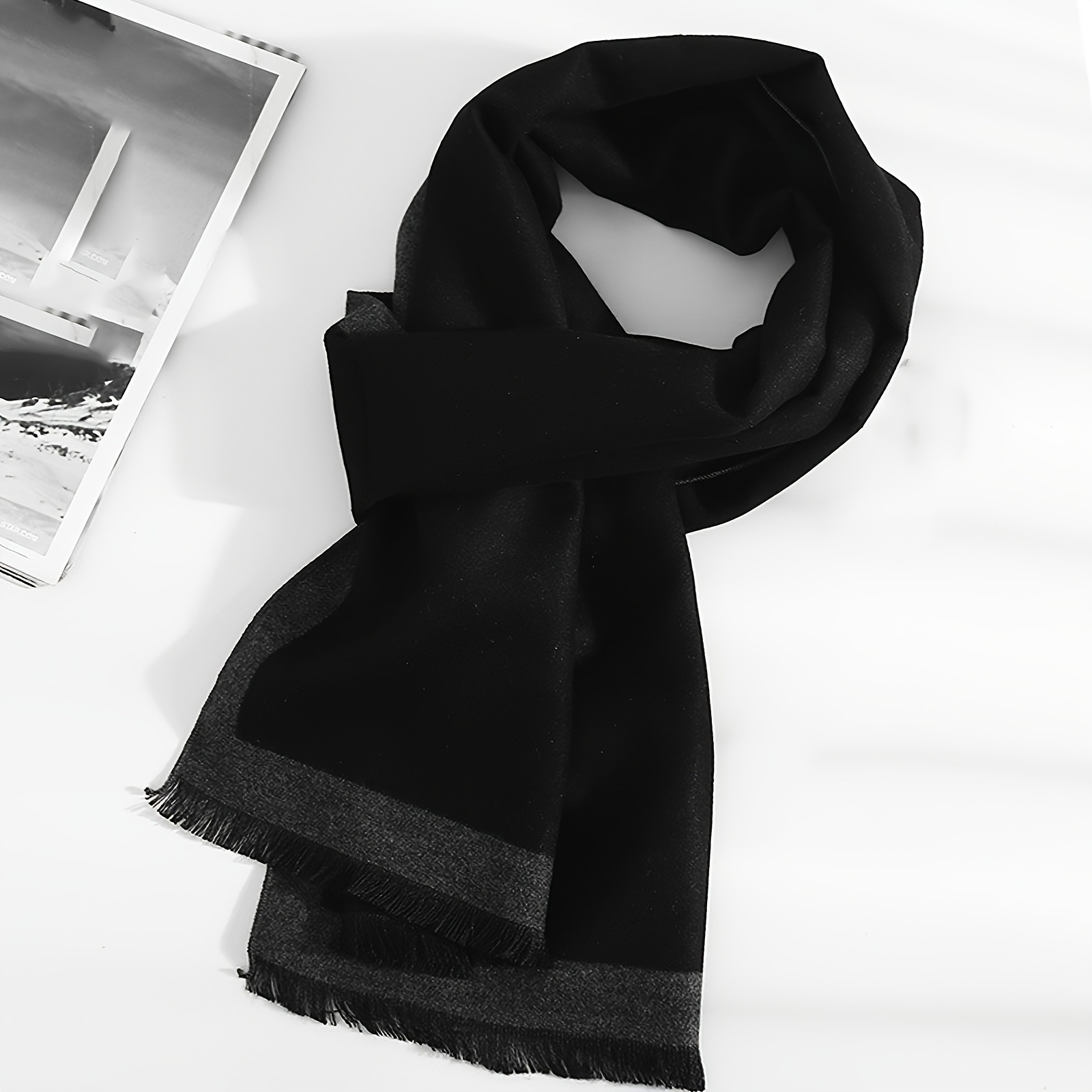 Image of *30cm Fashionable Color-block Men's Warm And Cold-proof Scarf, Classic Men's Outdoor Shawl, Professional Men's Travel Neckerchief, Soft And Thickened Scarf For Spring And Summer
