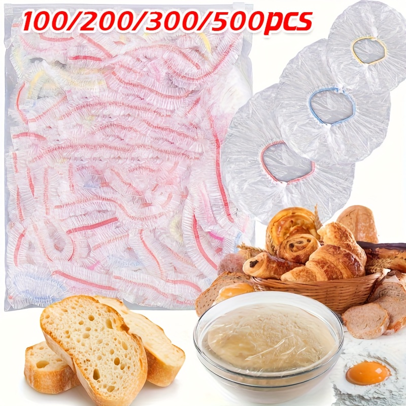 100/200/300/500 szt.   spożywcza do codziennego użytku domowego, pokrywa na żywność, do kuchni i lodówki, rękaw foliowy na owoce, rozciągliwa torebka zapobiegająca przenikaniu zapachów, odpowiednia do kuchni i jadalni, elastyczny design otworu, pasująca do talerzy o różnych rozmiarach