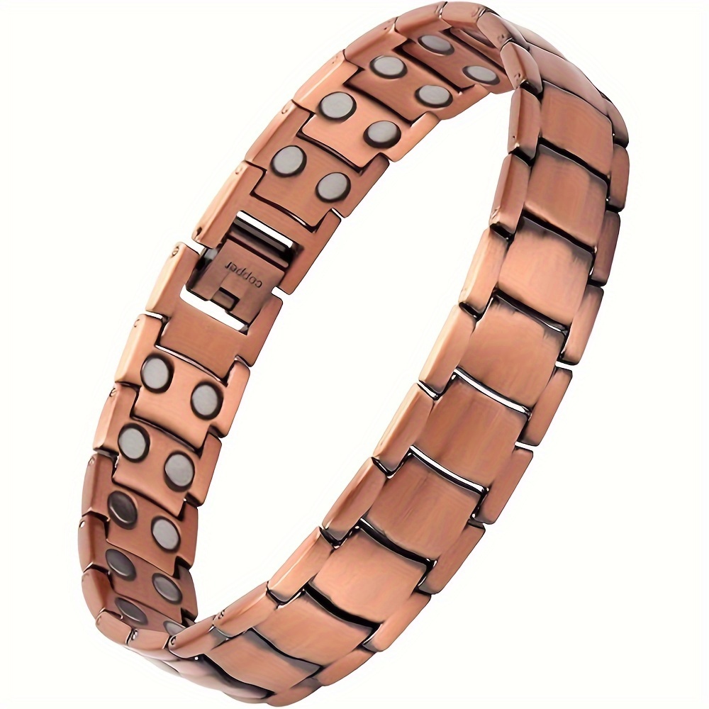 

Casual Style Magnetic Copper Bracelet For Men - 99.9% Pure Copper High-end Jewelry, Adjustable, Non-plated, Hypoallergenic With Disassembling Tool - 1pc