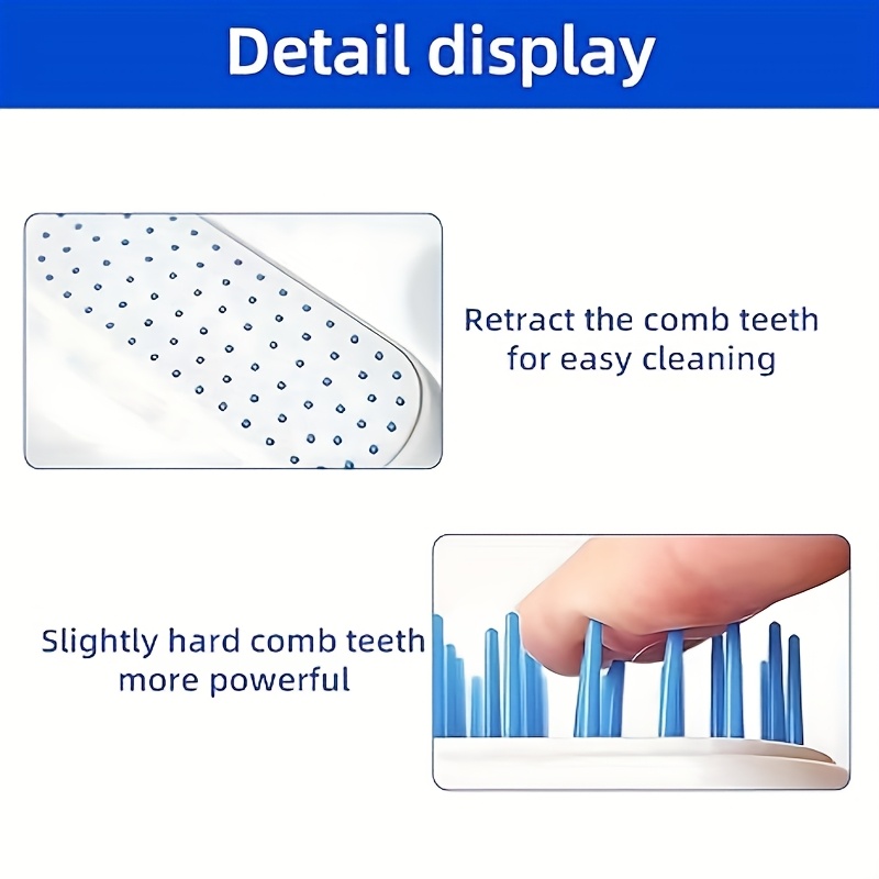 automatic cleaning hair   to   retractable bristles   free oval brush head suitable for men and women anti knot brush head suitable for curly straight thick wet and dry hair blue white pink daily grooming sleek Product details 8