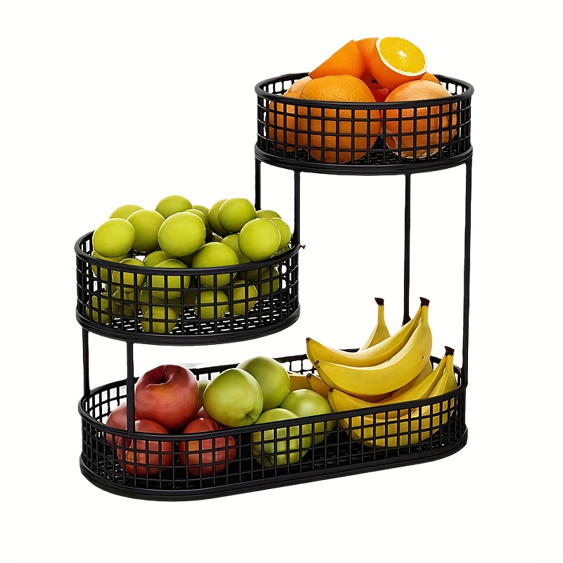 E-shop Eleganter mehrstöckiger Obstkorb aus Metall – Luxus-Design für Wohnzimmer & Couchtisch, vielseitiger Snack- Obsthalter mit stabilem