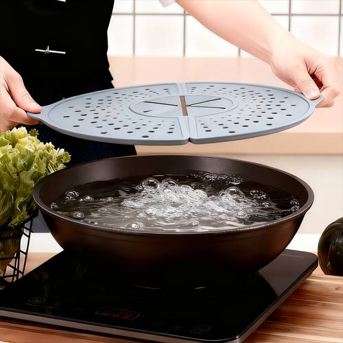 1pc silicone heat resistant splash guard foldable pore designed for frying boiling and freshness preservation