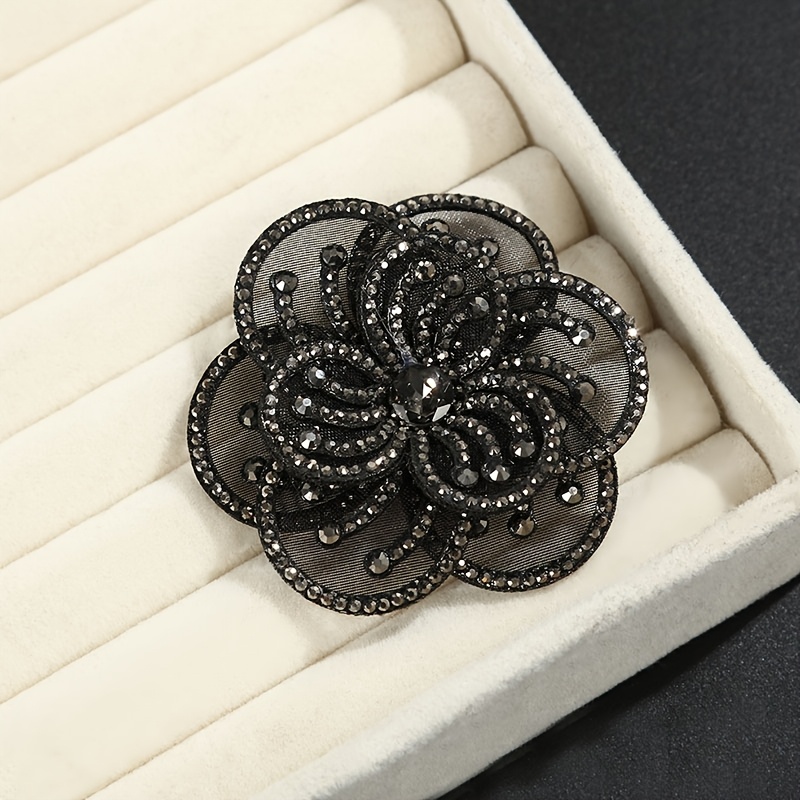 Double-Layer Three-Dimensional Mesh Rhinestone Flower Fabric Patch