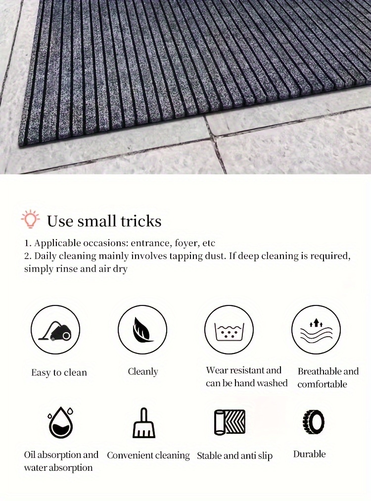 customizable non slip kitchen mat waterproof oil dust resistant easy clean tpr polyester blend rug for home decor details 1