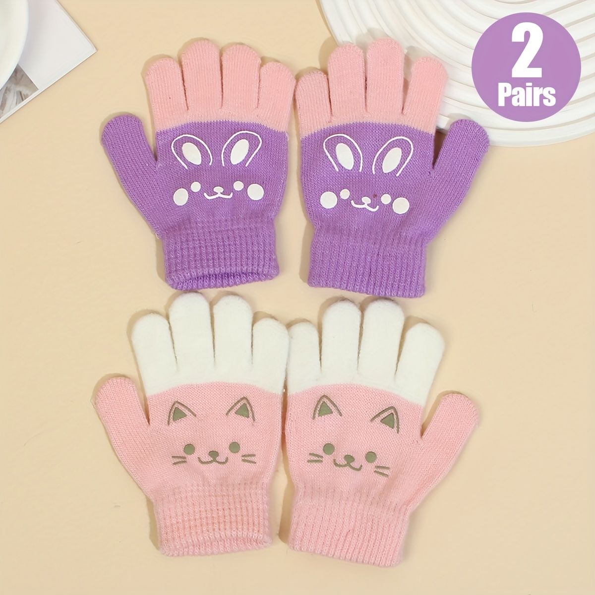 Cat Rabbit Children Warm Gloves, Suitable For 3-8y