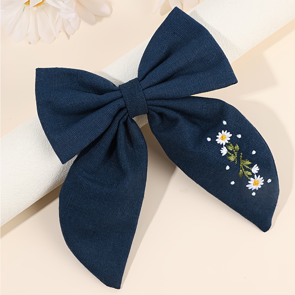 1pc Floral Embroidered Hair Bow Clip Designed for Women, Featuring an Elegant Barrette That Prevents Slipping, Inspired by French Style, Suitable for And Women