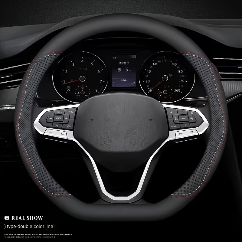 TEMU Car Steering Wheel Cover, Carbon Fiber Texture Sport Style, 38cm/14.96in Universal Steering Wheel Cover, Anti-slip, Breathable, Wear-resistant,