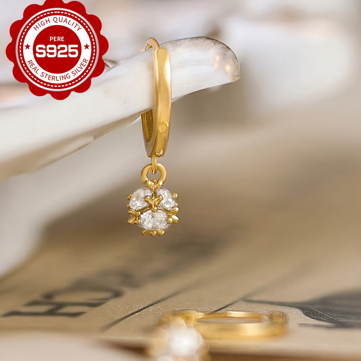 Minimalist S925 Silver Cube Ball Pendant Earrings