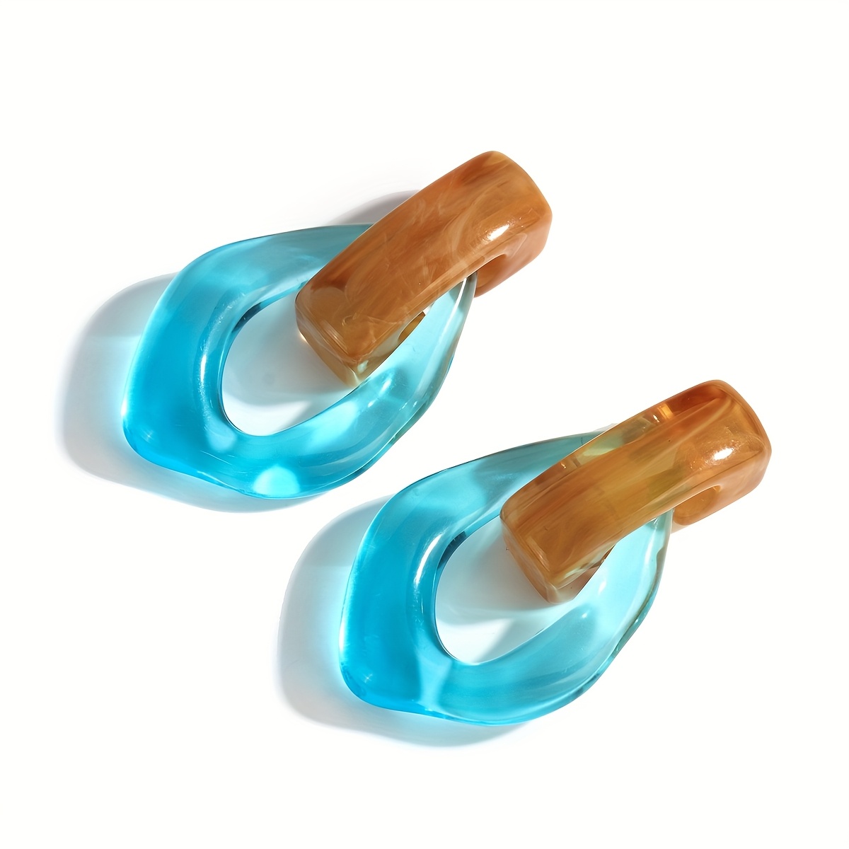 2pcs Vintage Acrylic Drop Earrings Set, Elegant Rhombus Design