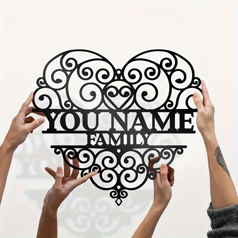 

1pc Customizable Metal Sign, Couple & Lovers Family Name, Perfect Gift For Anniversary, Valentine's Day, Home Decor, Wall Art