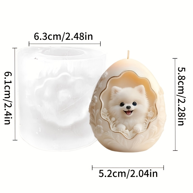 E-shop Eiförmige Pomeranian Relief Seifenform aus Silikon, Bastelset für , Harz/Gips/Kerzen/Sepa Herstellung, Geburtstags-/Einzugsgeschenk für
