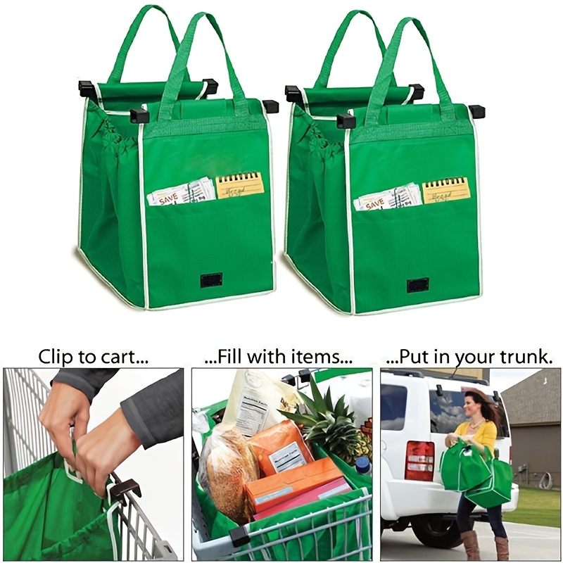 1pc Reusable Shopping Cart Bag, Foldable Polyester Grocery Tote with  Handles, Leak Proof Square Handbag for Shopping Cart *-*