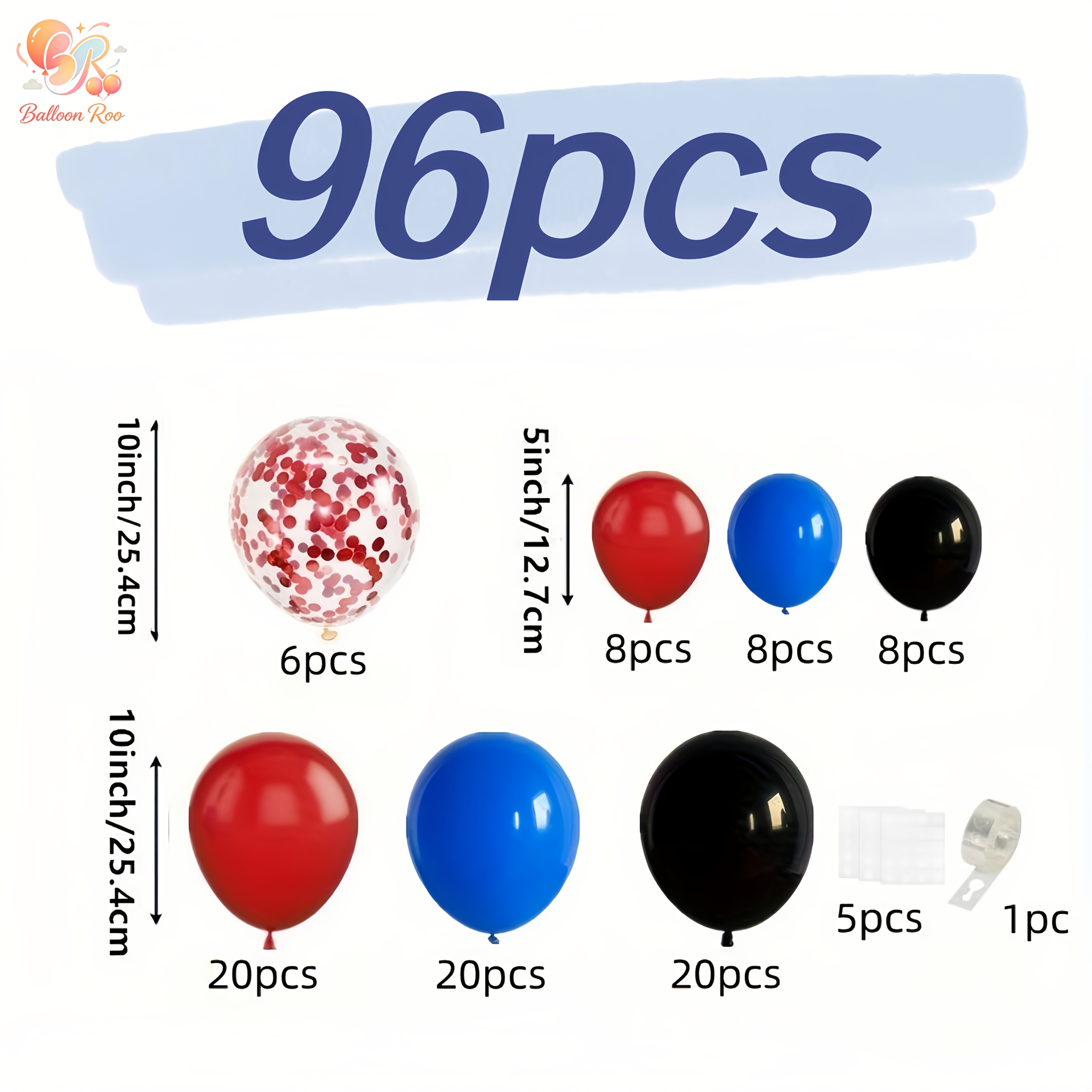 TEMU Ensemble de 96 pièces de guirlandes de ballons noirs, rouges et , ballons rouges à paillettes, thème , fête d'anniversaire sur le thème de ,