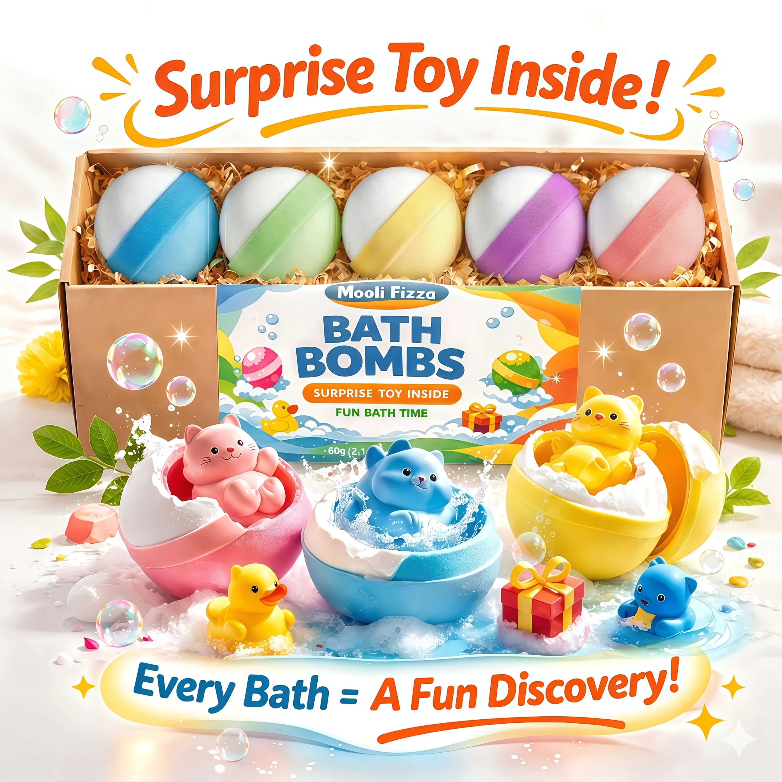 bombes de bain surprise chat    , chaque bombe de bain contient un   de chat     à lintérieur,   &  , cadeaux parfaits pour noël, halloween, saint-valentin, fête des mères Détails du produit 2