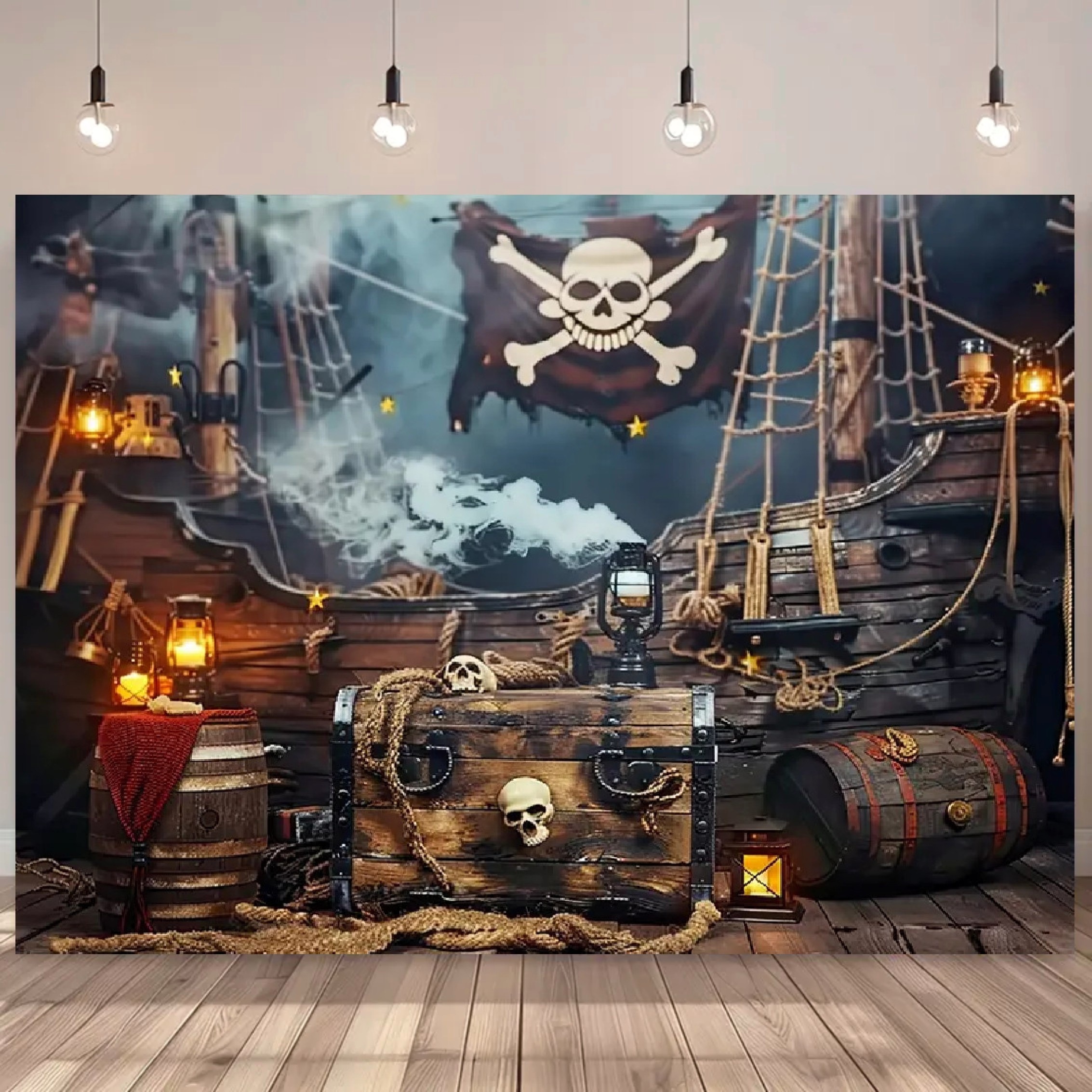 AOFOTO Fotohintergrund Piraten-Thema 3x2,4m - Für Geburtstage, Fotoshootings & Partys
