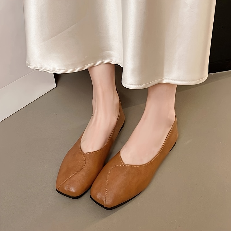 Women's Plus Size Slip-On Flats Soft Rubber Sole Comfortable Casual  Shoes, Synthetic Cover Round Toe, Black for Everyday Form