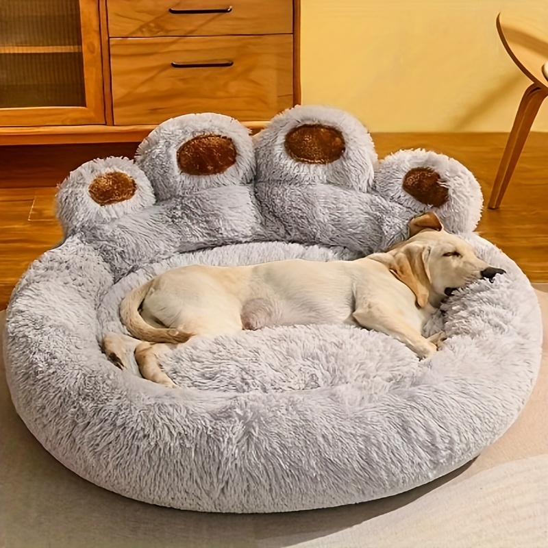 

Cute Bear Paw-shaped Pet Bed, Suitable For Cats And Dogs, Made Of Warm Long Plush, Suitable For All Seasons