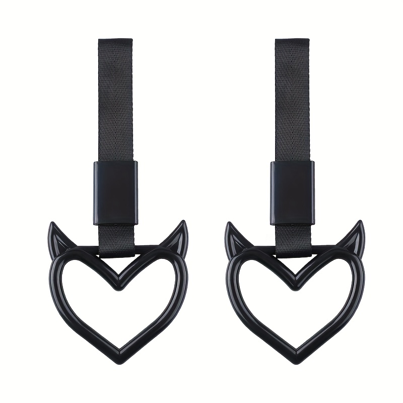 TEMU Jdm Demon Heart 2-pack - Universal Car Additions Hanging Kit For Handles, Warning Straps, Rings And Tail Decor