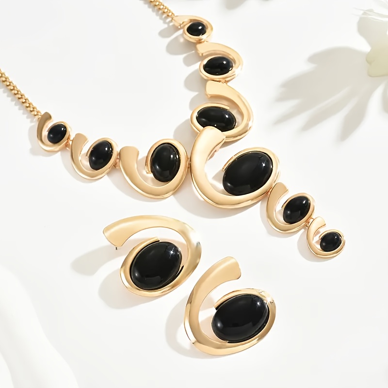 3pcs Comma Irregular Oval Acrylic Y-Shaped Necklace Set