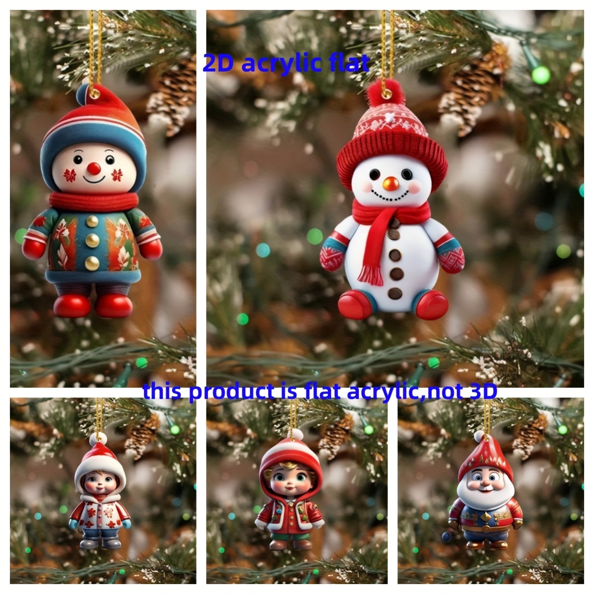 

1pc, Festive Acrylic Flat Ornament Cute Character Pendant, Christmas Tree Decoration, Holiday Car Mirror Charm, Bag Accessory, Xmas Home Decor