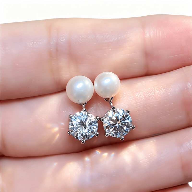 Classic Six-Claw Moissanite Stud Earrings, 1 Carat Each