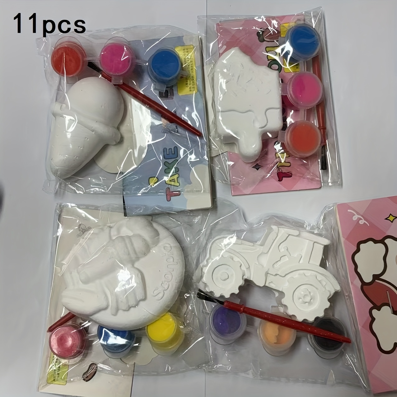 11/16/21pcs Unpainted Plaster Blind Boxes with Cartoon Figures &amp; Floral Designs - DIY Craft Kit, Customizable Artwork, No * Included, * *, Craft Kit
