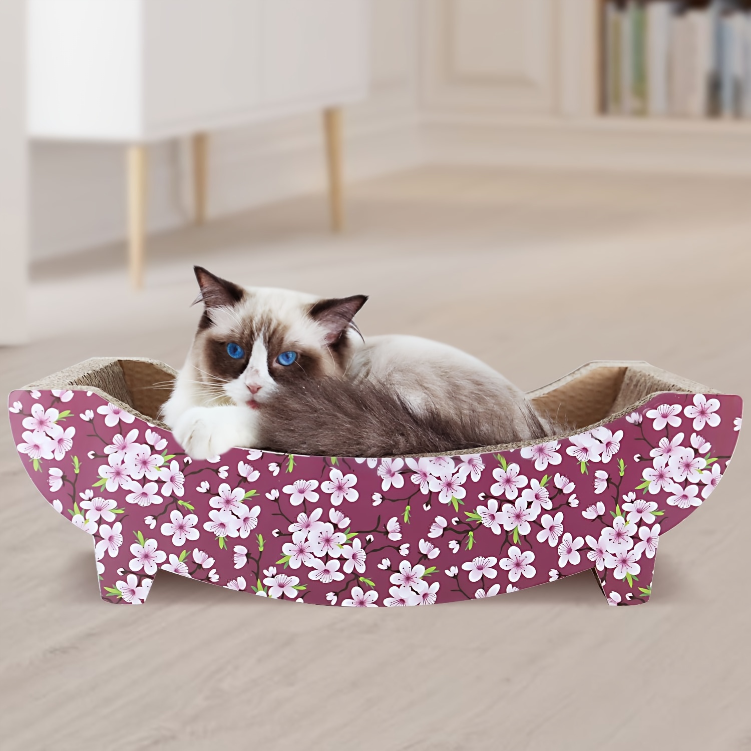 

Fluffydream Cat Scratching Post Lounge Bed, Boat Shape Cat Scratcher Cardboard, Durable Recycle Board Pads Prevents Furniture Damage