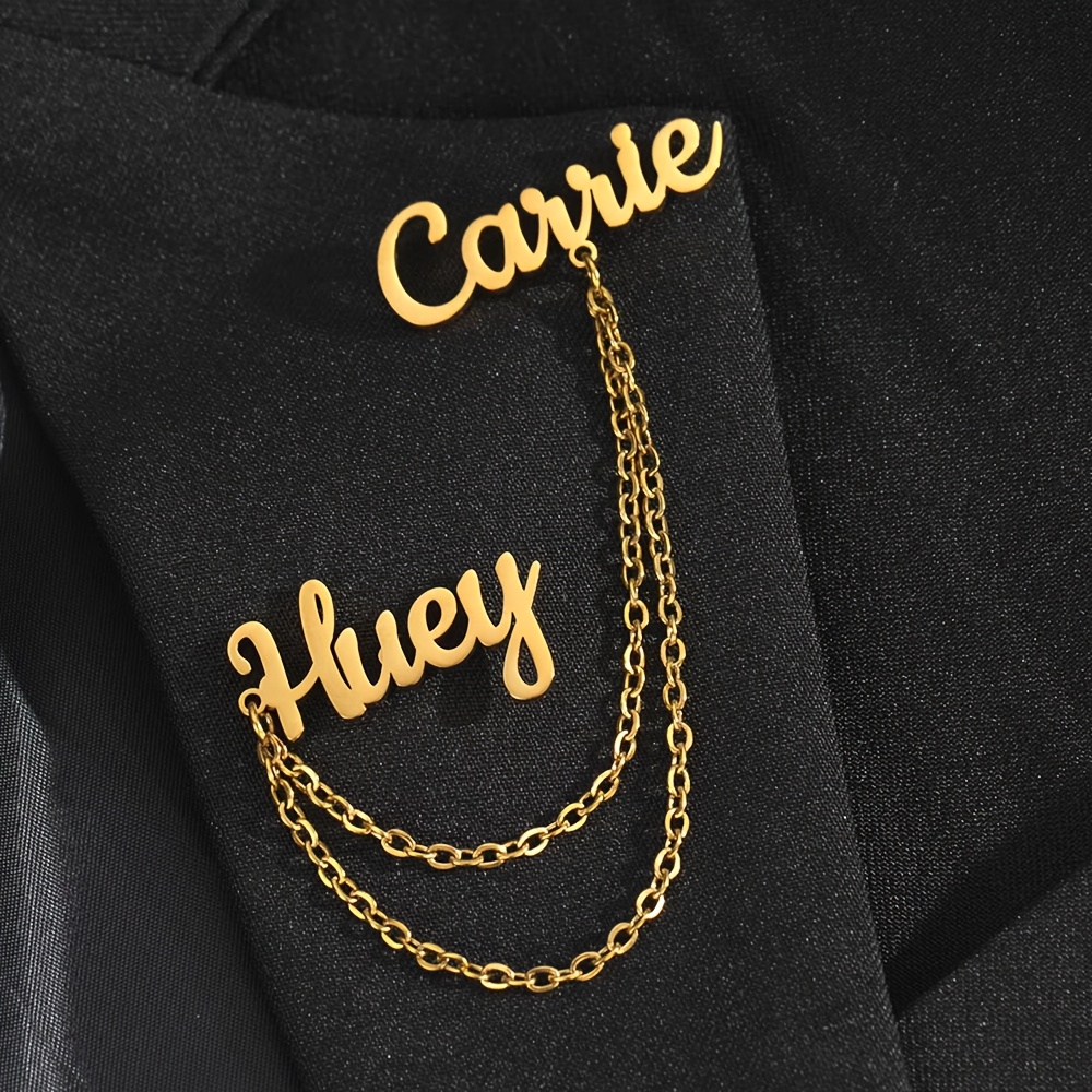 E-shop [Personalisiert] Edelstahl Broche mit goldenem Buchstaben-Namen, 1-2 Namensbrosche, kreative personalisierte Namensbrosche, individuelles
