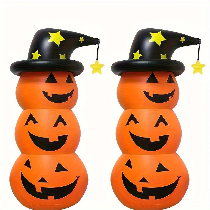 

Halloween Inflatable Pumpkin Stack Decoration With Witch Hat - Pvc Freestanding Outdoor Or Indoor Festive Decor, Water-weighted Base Design, Non-electric, For Doorway Display (set Of 1)