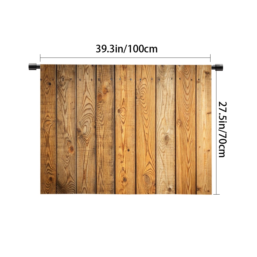 TEMU Jupon de table plat 2D en polyester, jupon de table court en bois naturel pour cuisine, résistant aux taches et aux plis, jupon de table à