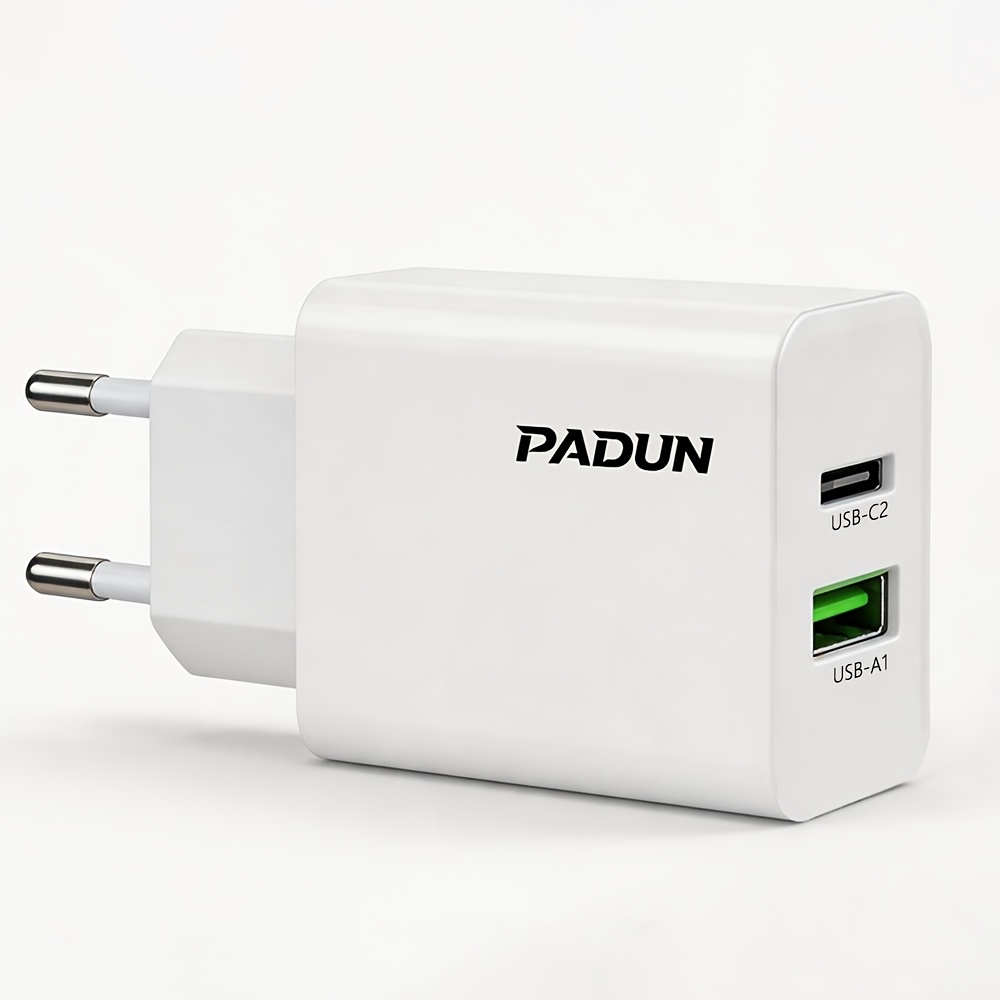 Image of 2-port Fast-charging Charger With Usb-a And Type-c Ports, With Eu , And A Power Adapter Compatible With A Of Devices