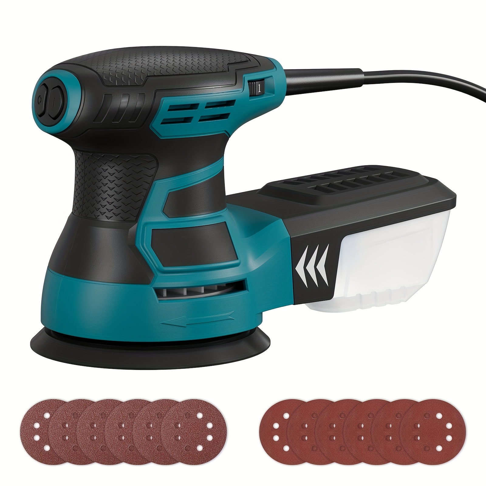 385w Random Orbital Sander, 6 Adjustable , 13000 Rpm, 12 Sandpapers, 125mm Disc, Dust Extraction, Ideal For Wood And Surfaces
