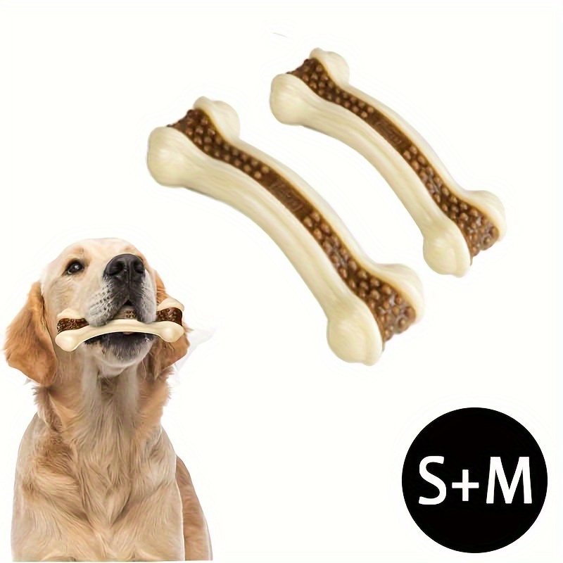 

2 Pack Of Beef-flavored Chew Toys For Aggressive Chewers - Bone-shaped Dog Toys For Puppies And Adult Dogs (medium/large)