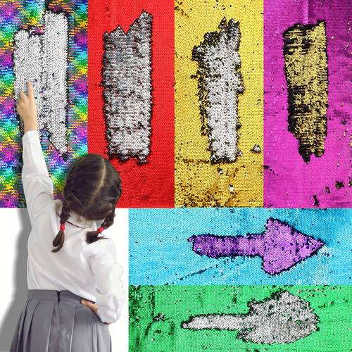 6pcs sensory wall sequin flip fabric 40 x 13 inch sensory graffiti reversible sequin fabric room decor for classrooms blue colorful