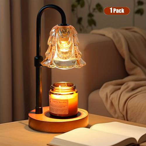 photo de l'article lampe chauffe-bougie vintage en verre avec abat-jour en verre transparent et base robuste - chauffage de lampe de bureau enfichable pour une distribution uniforme de la chaleur, un cadeau de décoration intérieure confortable idéal , les et les - cadeau danniversaire/noël avec une utilisation flamme sûre