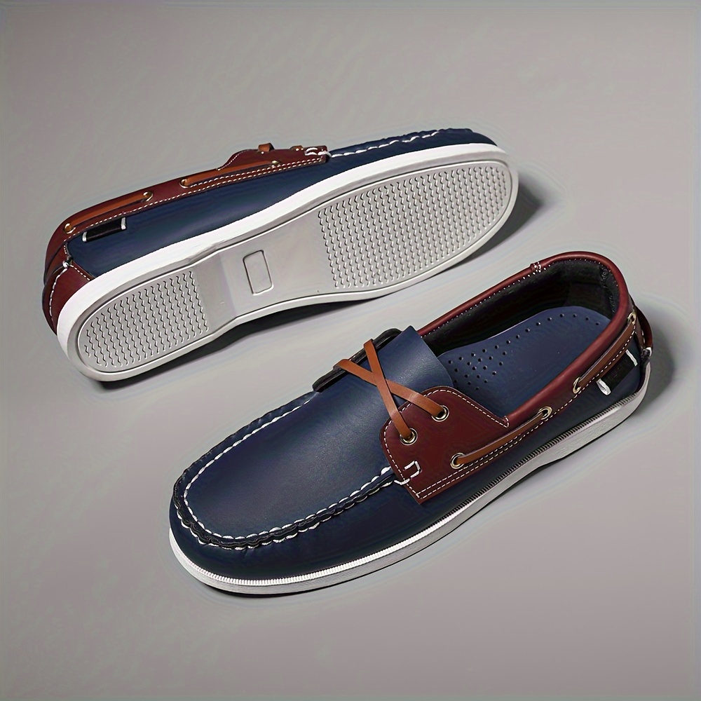 plus size mens boat loafers with pu leather   wear resistant slip on shoes for outdoor walking spring and summer details 3