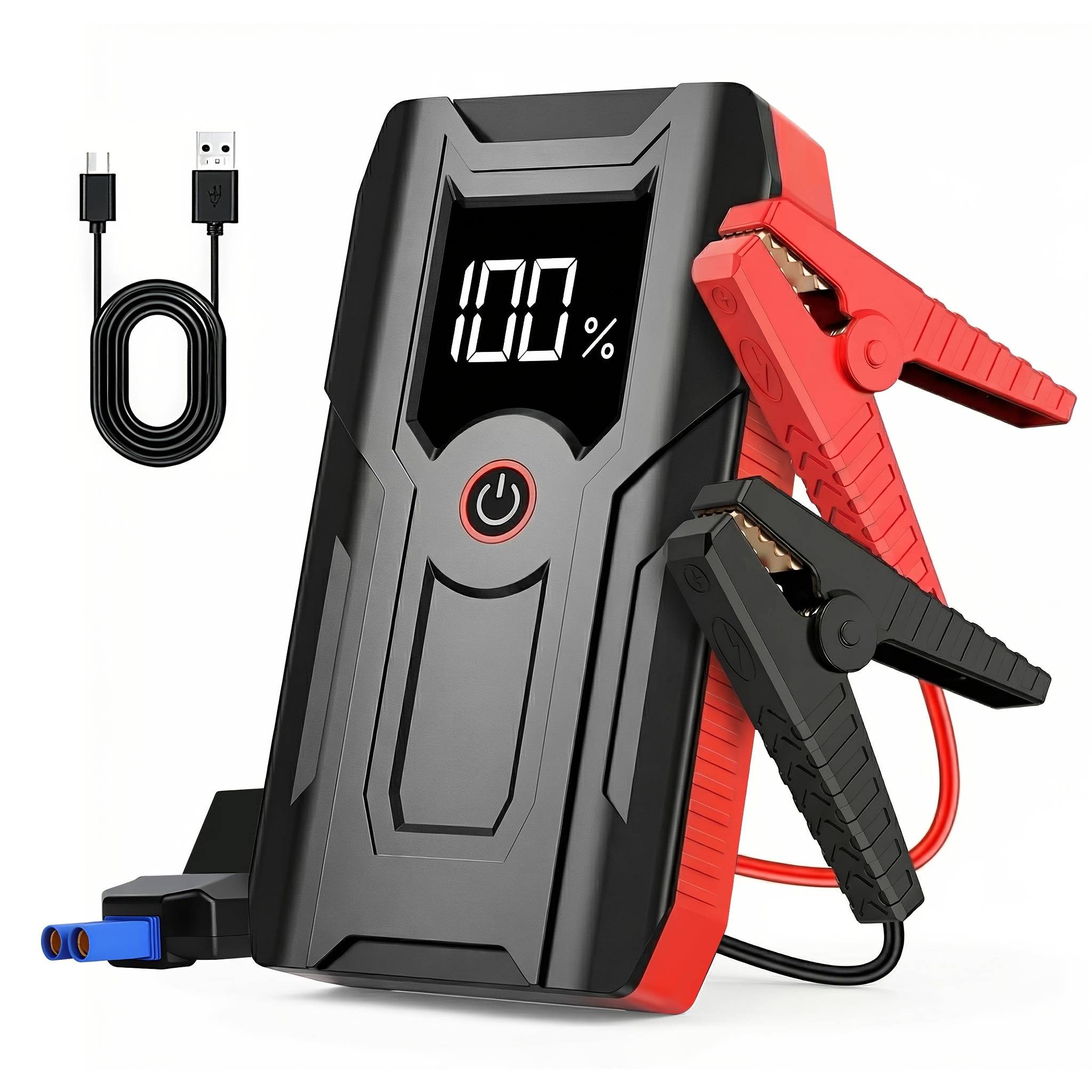 TEMU Car Battery Jump Starter, 12v Pack, Portable Charger, Battery Booster, Jump Box And Smart Jumper Cable For 8.0l Gasoline And 5.0l Engines, Lcd