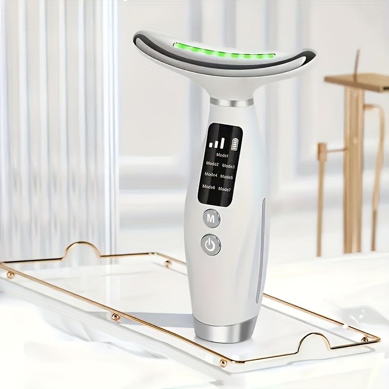 Image of Nij Portable Facial & Neck Massager With Hot Compress & 7 Massage - Usb- Massager Suitable For, Skincare Device For, Usb Battery For, Travel, Gift For Girls