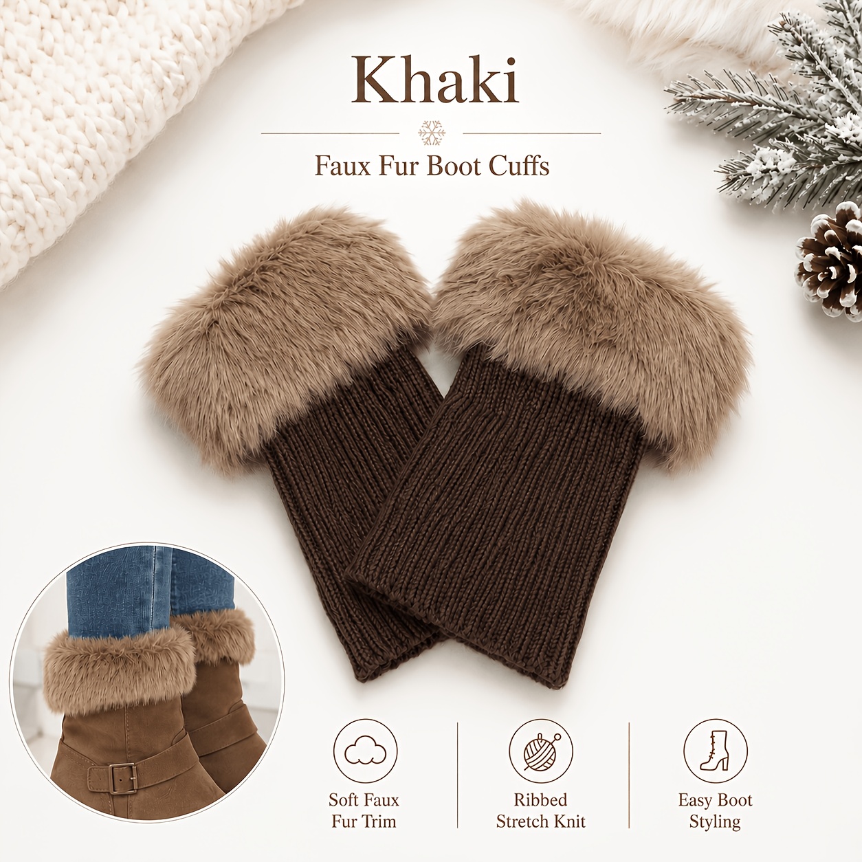 TEMU 1 Pair Women's Plush Short Multi-functional Boot Covers And Leg Warmers. Warm, Leg-protecting, Easy, And Stylish, Suitable For Everyday Wear,
