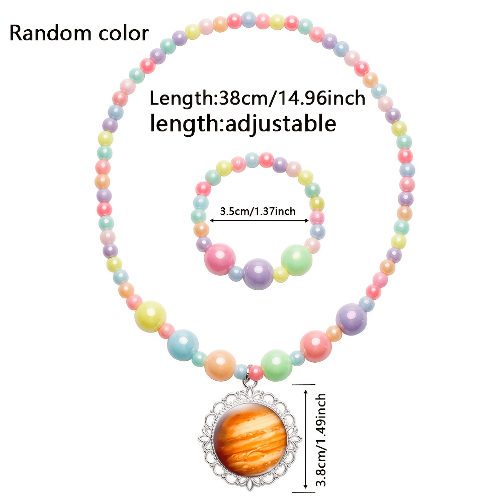 2pc Women's Random Color Necklace & Bracelet Jewelry Set
