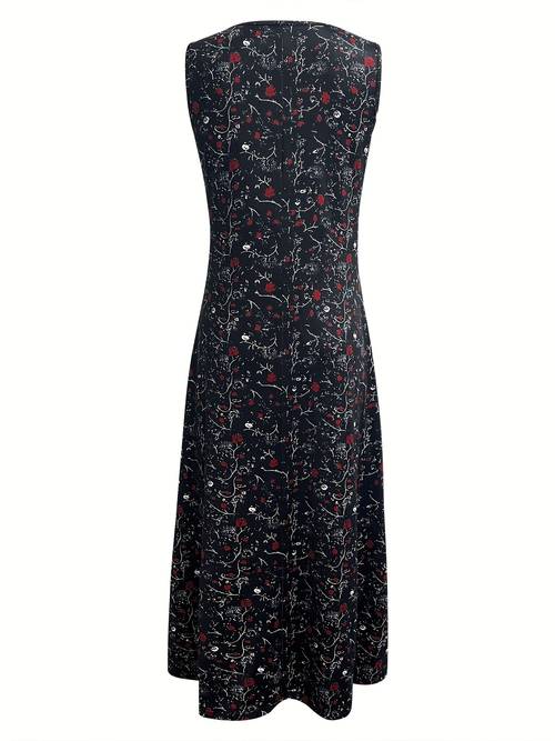 womens summer sleeveless dress floral print round neck with pockets casual to dressy washable plus size yellow dress for shopping office wear cute summer dresses everyday elegant wear nontransparent material