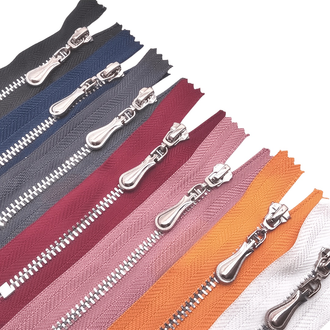 Image of 7pcs 4 Inch, 6inch #3 Metal Silvery Aluminium Polishing Zipper Close End For Diy Sewing Bags Crafts Clothes (4 Inch, 6inch, 7pcs, Mixed)