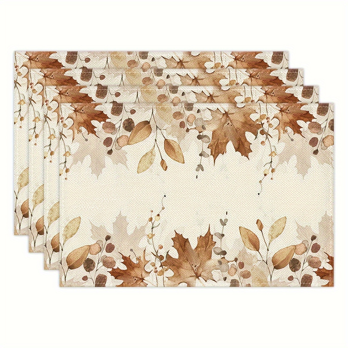 

Autumn Maple Leaf Placemats Set Of 4 - Polyester Woven Square Table Mats, 12x18 Inch - Machine Washable, Fade Resistant, For Easter & Fall Kitchen Party Decor